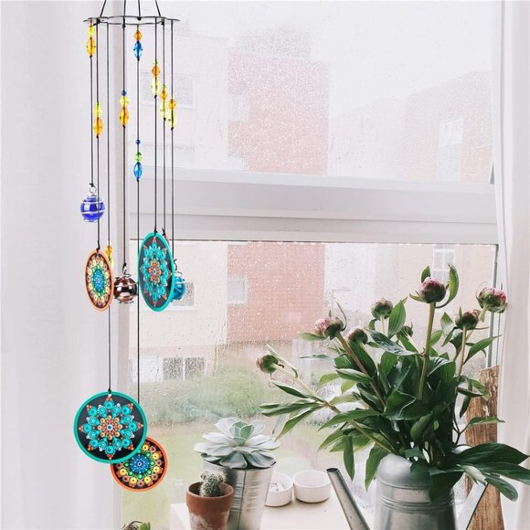 Chakra Crystal Metal Wind Chimes Window Garden Hanging Windchimes Boho Mandala - Picture 5 of 9